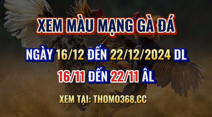 Màu Mạng Gà Đá Ngày 16/12 Đến 22/12/2024